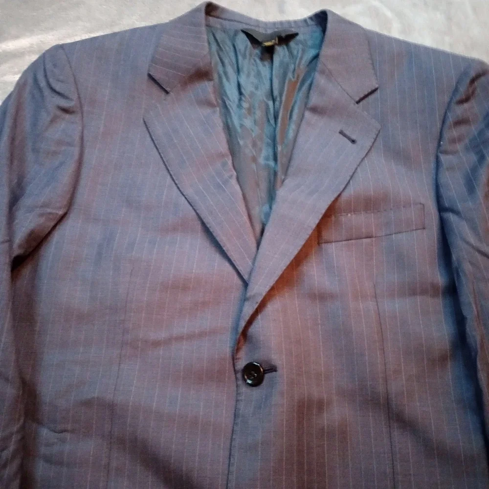 Baroni Blazer Mens 40 L Navy Blue Pinstripe Super‎ 150s Wool Sports Coat Jacket